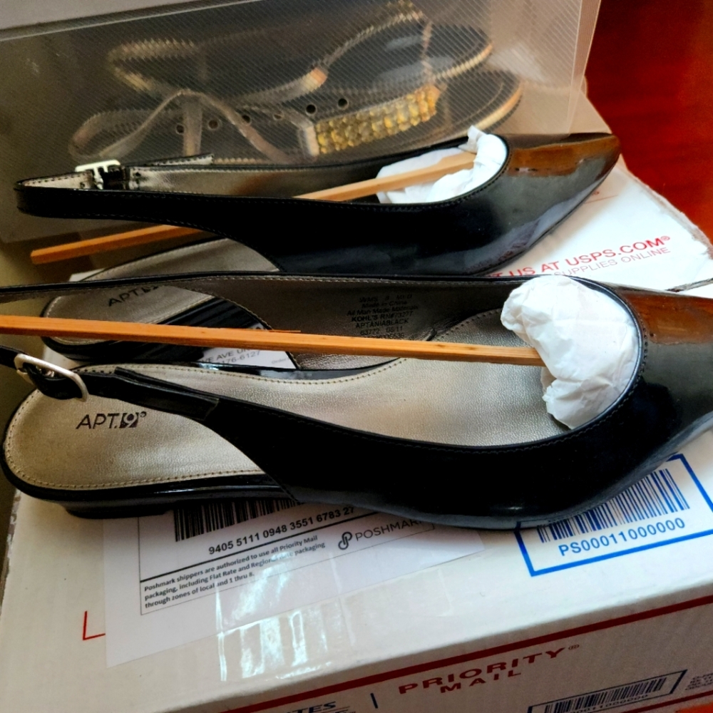Apt. 9 Glossy Black Slingback Flats